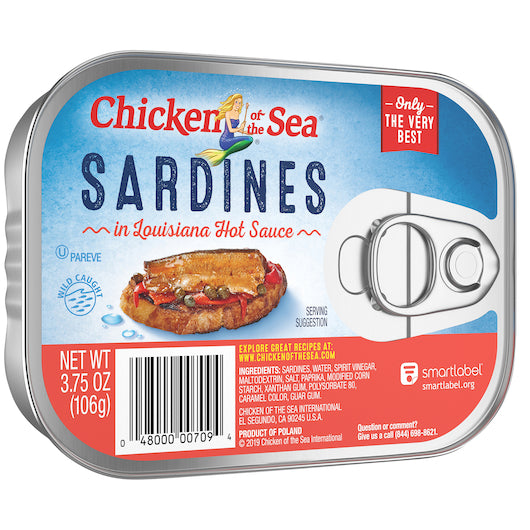 Chicken of the Sea Sardines in Louisiana Hot Sauce 18 Pack of 3.75 ounces