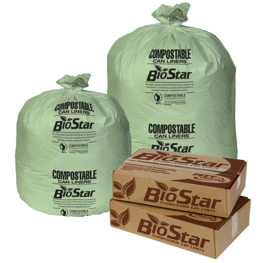 40x46,1 Mil,40-45 Gallons,Biogreen,Star,Perf Roll,100(10/10 Count - 40-45 Gallon Bag),126(9/14),Blac