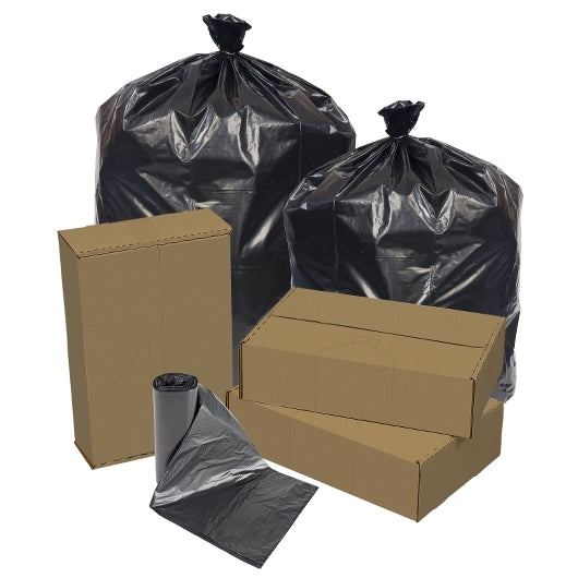 40x46,1.5 Mil,40-45 Gallons,Black,Star,Perf Roll,100(10/10 Count - 40-45 Gallon Bag),No Print,