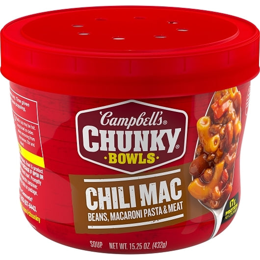 CAMPBELL'S CHUNKY CHILI MAC SOUP, MICROWAVABLE BOWL, 8 - 15.25 OZ