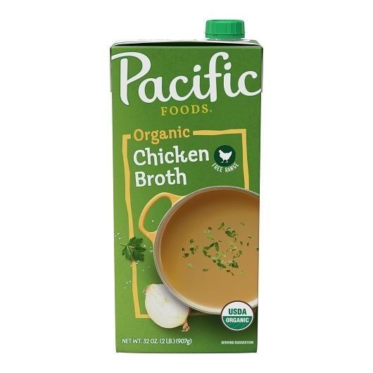 Pacific Foods Organic Free Range Chicken Broth, 32 oz Carton (Case of 12)