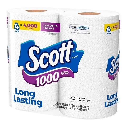 SCOTT BATH TISSUE 4 PK 1000 FSC MIX