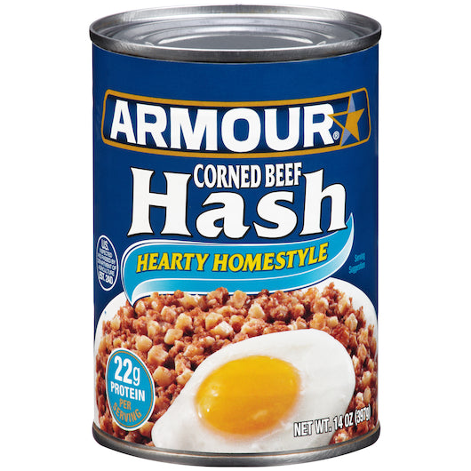 Armour Star Corned Beef Hash, Hearty Homestyle, Canned Food, 12 - 14 OZ Cans