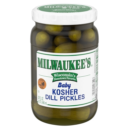 Milwaukee's Baby Kosher Dill Pickles, 32 oz. (Pack of 12)