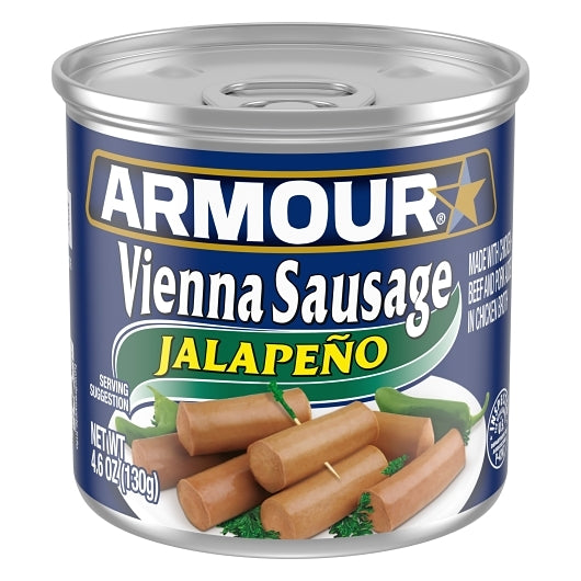 Armour Star Vienna Sausage, Jalapeno Flavored, Canned Sausage, 4.6 OZ (Pack of 24)