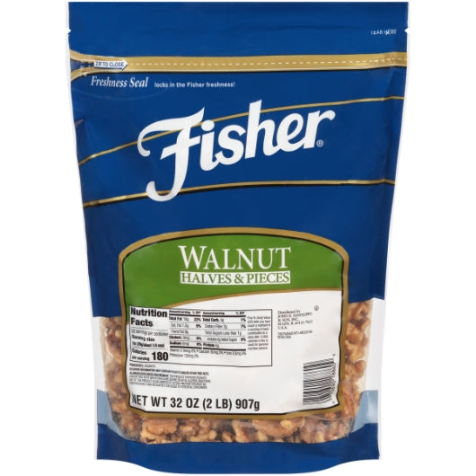 3 PACK OF 2 POUND FISHER WALNUT HALVES AND PIECES
