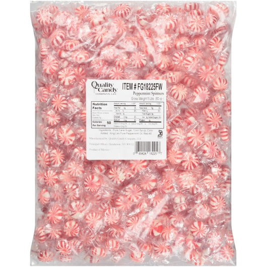 5 PACK OF 5 POUND INDIVIDUALLY WRAPPED PEPPERMINT PINWHEEL CANDIES