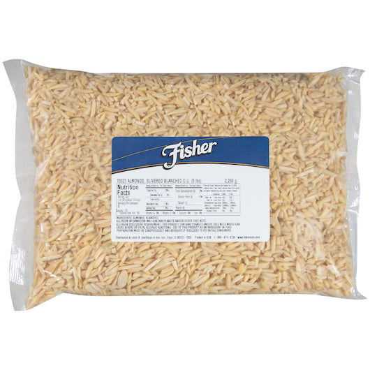 5 POUND FISHER BLANCHED SLIVERED ALMONDS