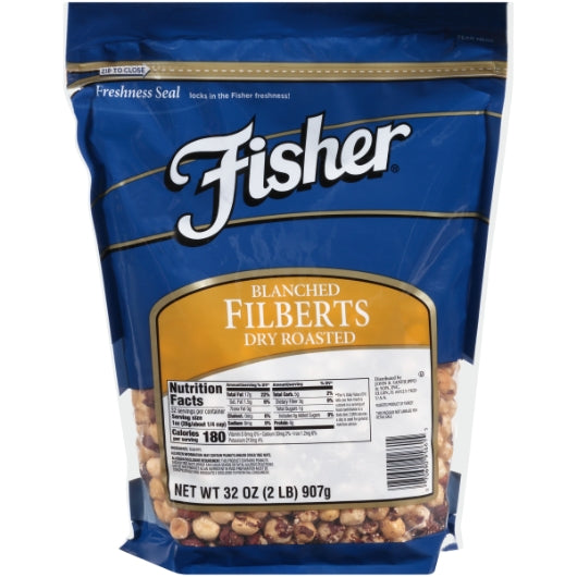 3 PACK OF 2 POUND FISHER DRY ROASTED BLANCHEDWHOLE FILBERTS