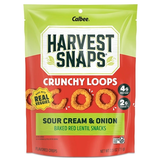 HARVEST SNAPS RED LENTIL CRUNCHY LOOPS SOUR CREAM & ONION, 12 - 2.5 OZ