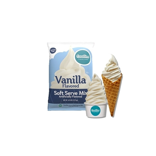 Frostline Vanilla Flavored Soft Serve Mix - 6/6 lb bags