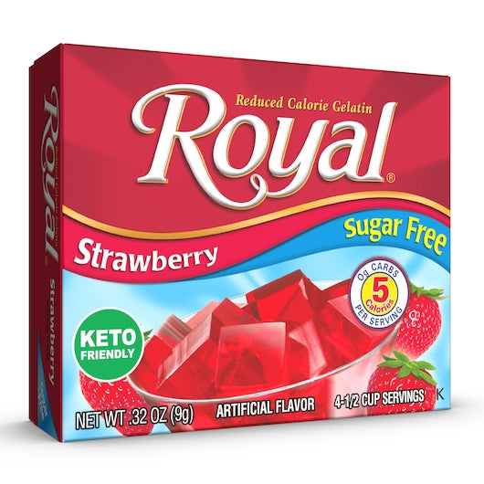 ROYAL SUGAR FREE STRAWBERRY SMALL GELATIN, 12- 0.32 OZ
