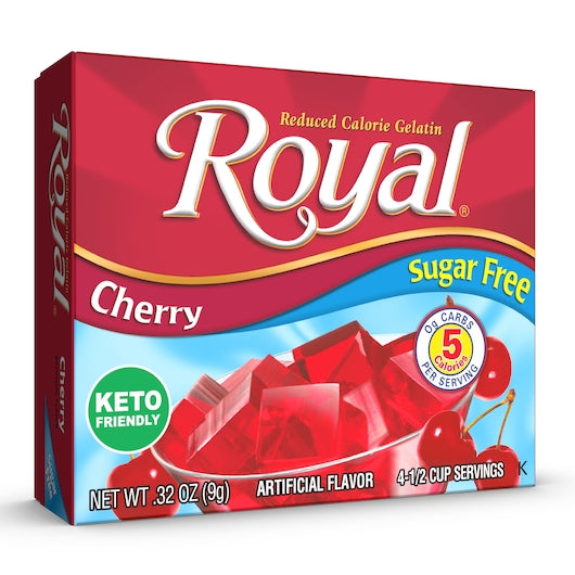 ROYAL SUGAR FREE CHERRY FLAVORED GELATIN MIX,12 - 0.32 OZ