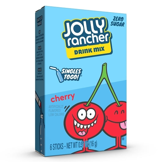 JOLLY RANCHER CHERRY LOW CALORIE DRINK MIX SINGLES TO GO, 12 - 6 CNT