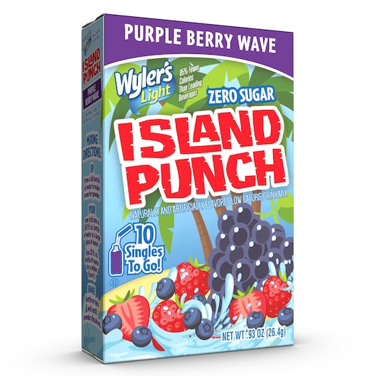 WYLERS LIGHT ISLAND PUNCH PURPLE BERRY WAVE DRINK MIX SINGLES TO GO, 12 - 10 CNT