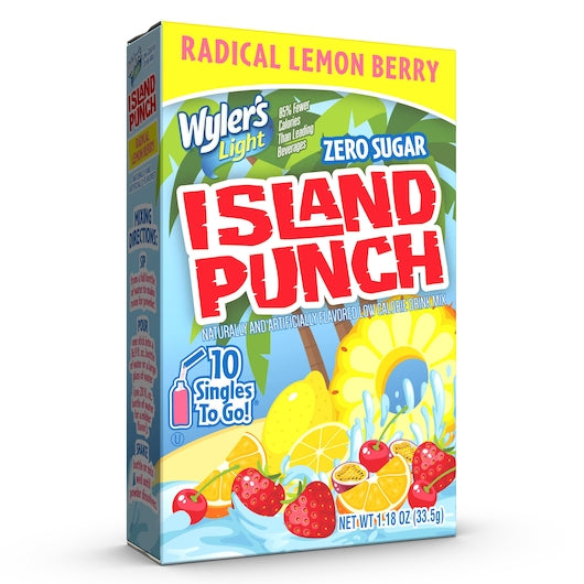WYLERS LIGHT ISLAND PUNCH RADICAL LEMON BERRYDRINK MIX SINGLES TO GO, 12 - 10 CNT
