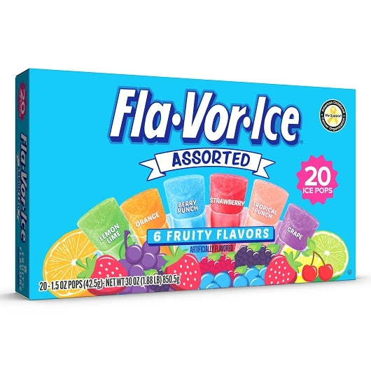 FLA-VOR-ICE ASSORTED ICE POPS, 12 - 30 OZ