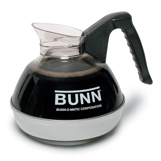 BUNN BLACK HANDLE EASY POUR PLASTIC COFFEE DECANTER, 1 - 3 CNT