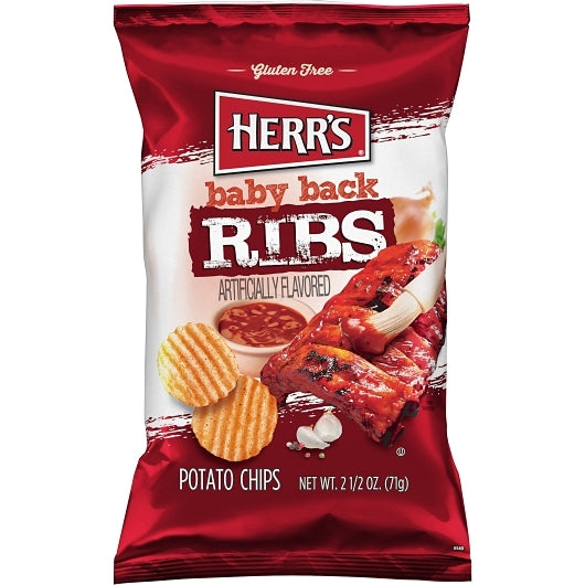 HERR BRANDS BABY BACK RIB CHIPS, 12 - 2.5 OZ