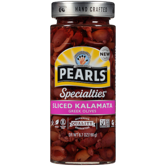 PEARLS OLIVES SLICED KALAMATA, 6 - 6.7 OZ