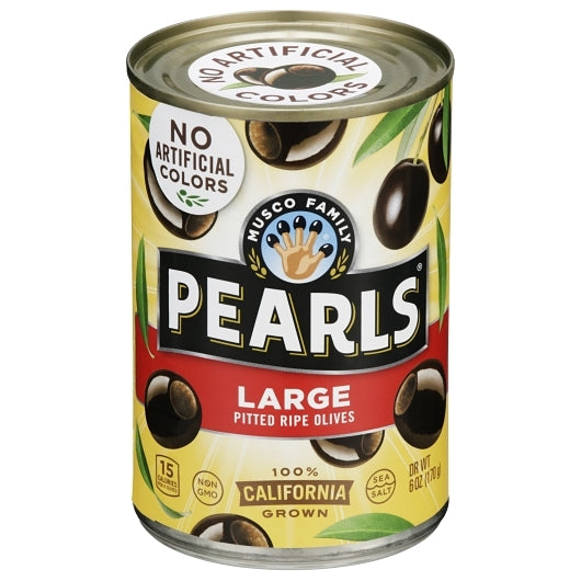PEARLS LARGE PITTED RIPE OLIVES CANNED, 12 - 6 OZ