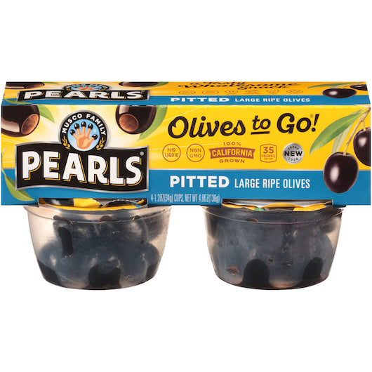 PEARLS OLIVES TO GO BLACK PITTED OLIVES CUP, 6 - 4.8  OZ