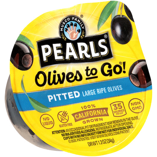 PEARLS OLIVES TO GO BLACK RIPE OLIVE CUPS, 8 - 12 - 1.2 OZ