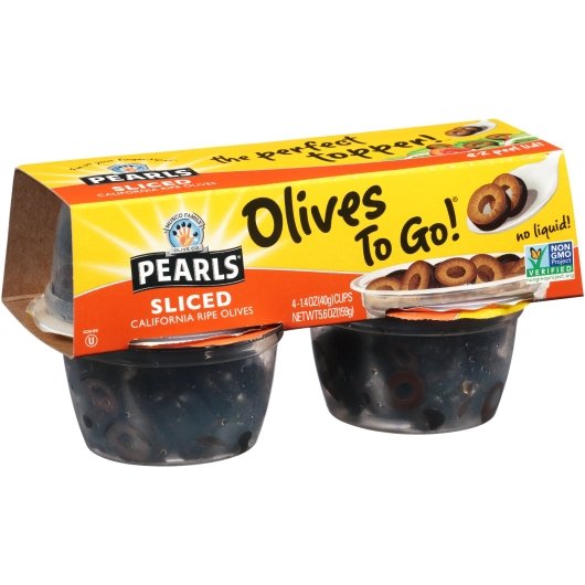 PEARLS OLIVES TO GO BLACK SLICED OLIVES CUP, 6 - 5.6  OZ