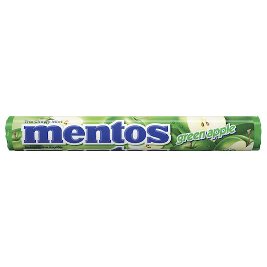 24/15ct MENTOS 1.32oz ROLLS GREEN APPLE