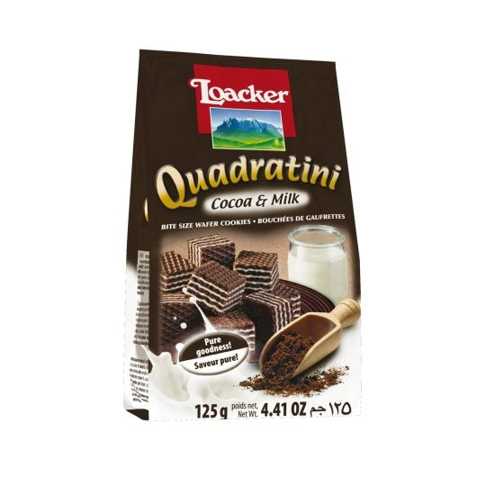 LOACKER QUADRATINI COCOA & MILK, 6 - 4.41 OZ