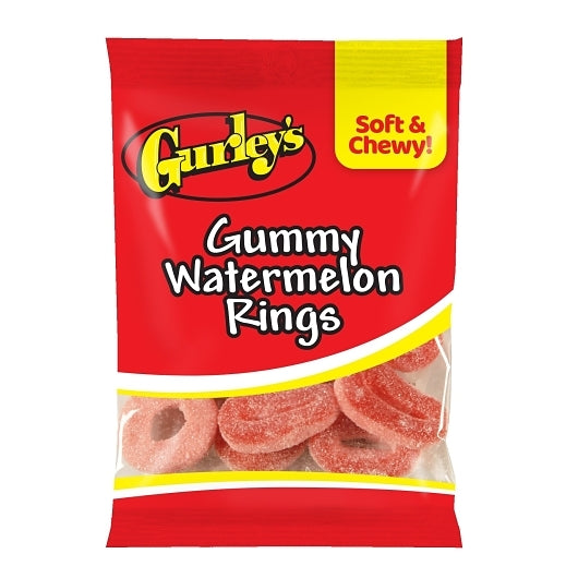 GURLEY'S WATERMELON RINGS GUMMY CANDY, 12 - 4.5 OZ
