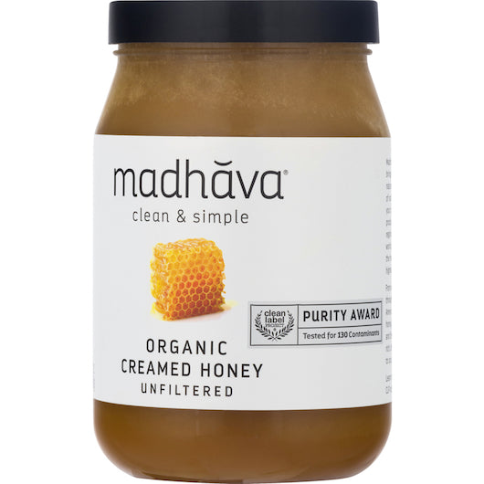 Madhava Organic Creamed Pure Honey 22 oz. Pesticide Free, Non-GMO 6-Pack (Case)