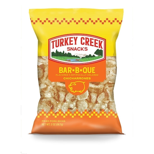 TURKEY CREEK BOX OF BARBECUE PORK RINDS, 12 -2 OZ