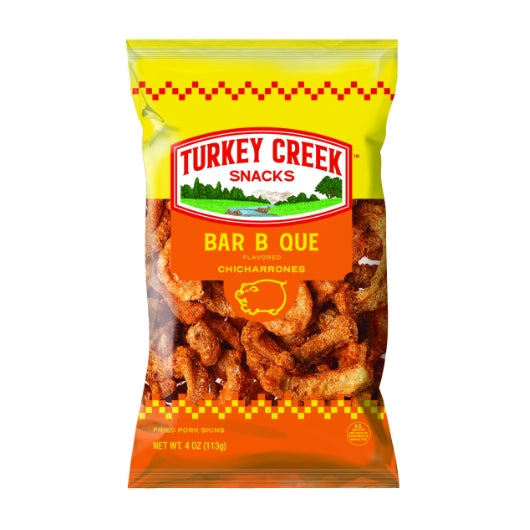 TURKEY CREEK BOX OF BBQ PORK SKINS, 12 - 4 OZ