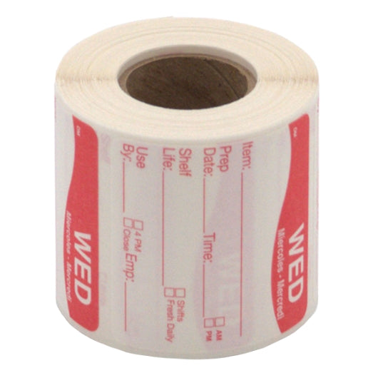 DAYMARK DISSOLVEMARK-DISSOLVABLE ADHESIVE 2 INCH X 2 INCH RECTANGLE WEDNESDAY SHELF LIFE LABEL, 12 -