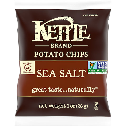 Kettle Brand Potato Chips, Sea Salt Kettle Chips, Snack Bag, 1 Oz