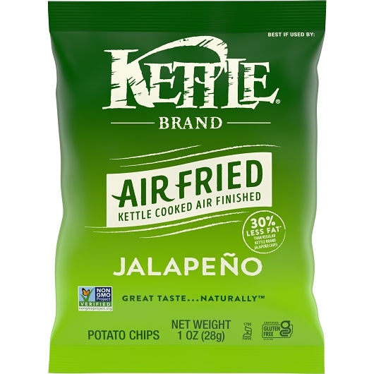 Kettle Brand Potato Chips, Air Fried JalapenoKettle Chips, 1 Oz Snack Bag