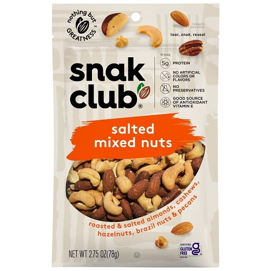 SNAK CLUB SALTED MIXED NUTS, 6 - 2.75 OZ