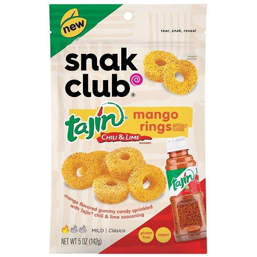 SNAK CLUB TAJIN MANGO GUMMY RINGS RESEALABLE BAG, 6 - 5 OZ