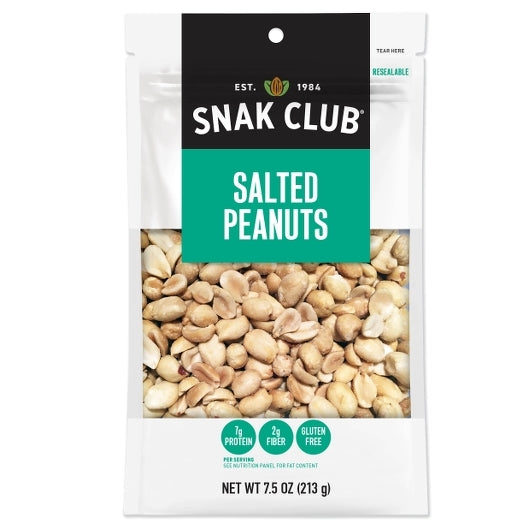 SNAK CLUB SALTED PEANUTS, 6 - 7.5 O