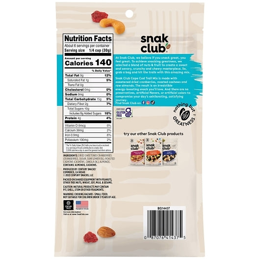 SNAK CLUB CAPE COD TRAIL MIX, 6 - 6