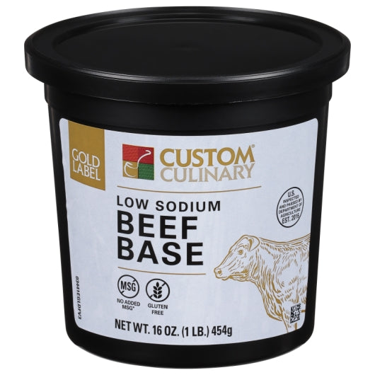 Custom Culinary Gold Label Low Sodium Beef Base Gluten Free No MSG Added 6 x 1 LB