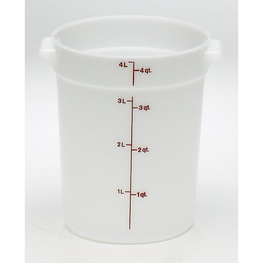 CAMBRO PLASTIC ROUND 4 QUART WHITE POLY CONTAINER, 1 - 1 EA