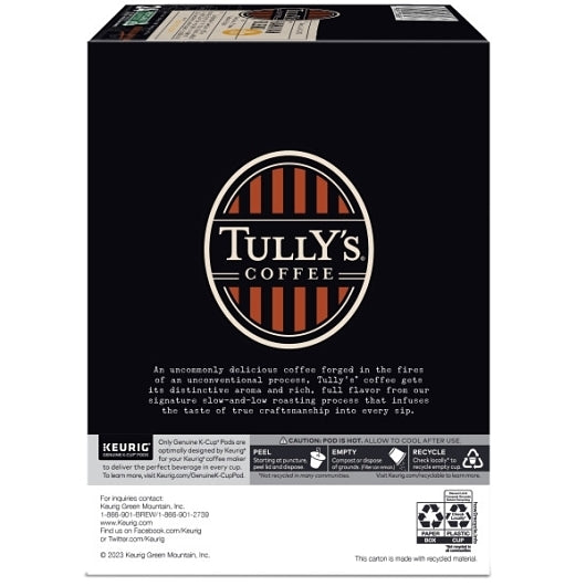 TULLY'S COFFEE K-CUP POD HAWAIIAN BLEND, 4 - 24 CNT