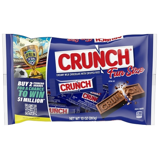 CRUNCH Milk Chocolate w/Crisped Rice, Fun Size Lay Down Bag 10oz / 283g