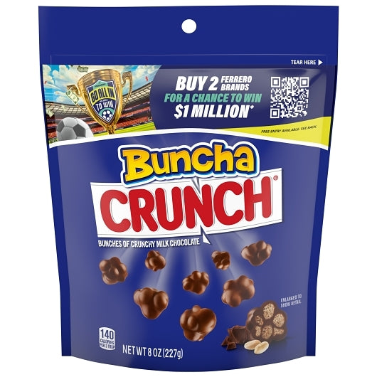 BUNCHA CRUNCH, Bunches of Crunchy Milk Chocolate - 8oz / 226.7g Bag x8