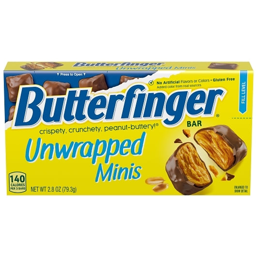 BUTTERFINGER Unwrapped Minis, Concession Box - 2.8oz / 79.3g x9