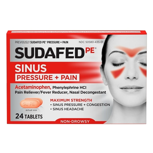 SUDAFED NON-DROWSY PRESSURE & PAIN ACETAMINOPHEN CAPLETS, 12 - 6 - 24 CNT