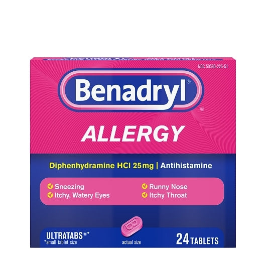 BENADRYL ALLERGY ANTIHISTAMINE 25 MG TABLETS,4 - 6 - 24 CNT