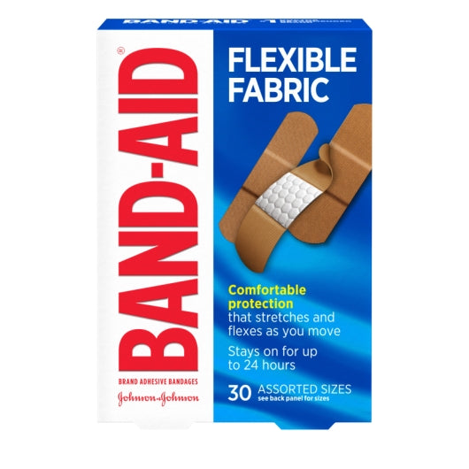 BAND AID ASSORTED FLEXIBLE FABRIC, 4 - 6 - 30CNT